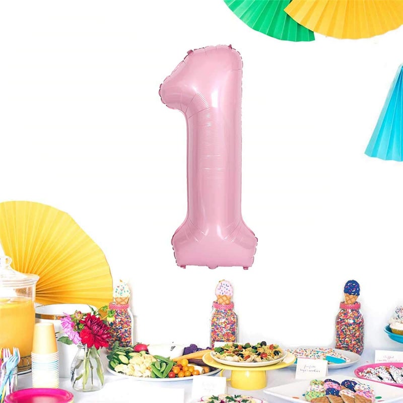 JANOU Number 1 Pink Balloon 40 Inch Big Helium Foil Balloons 1st Birthday Baby Shower Wedding Party Decoration - Image 4